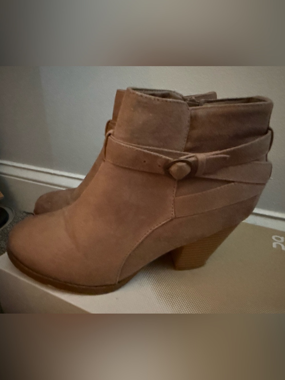 Just Fab Taupe Suede Ankle Boots